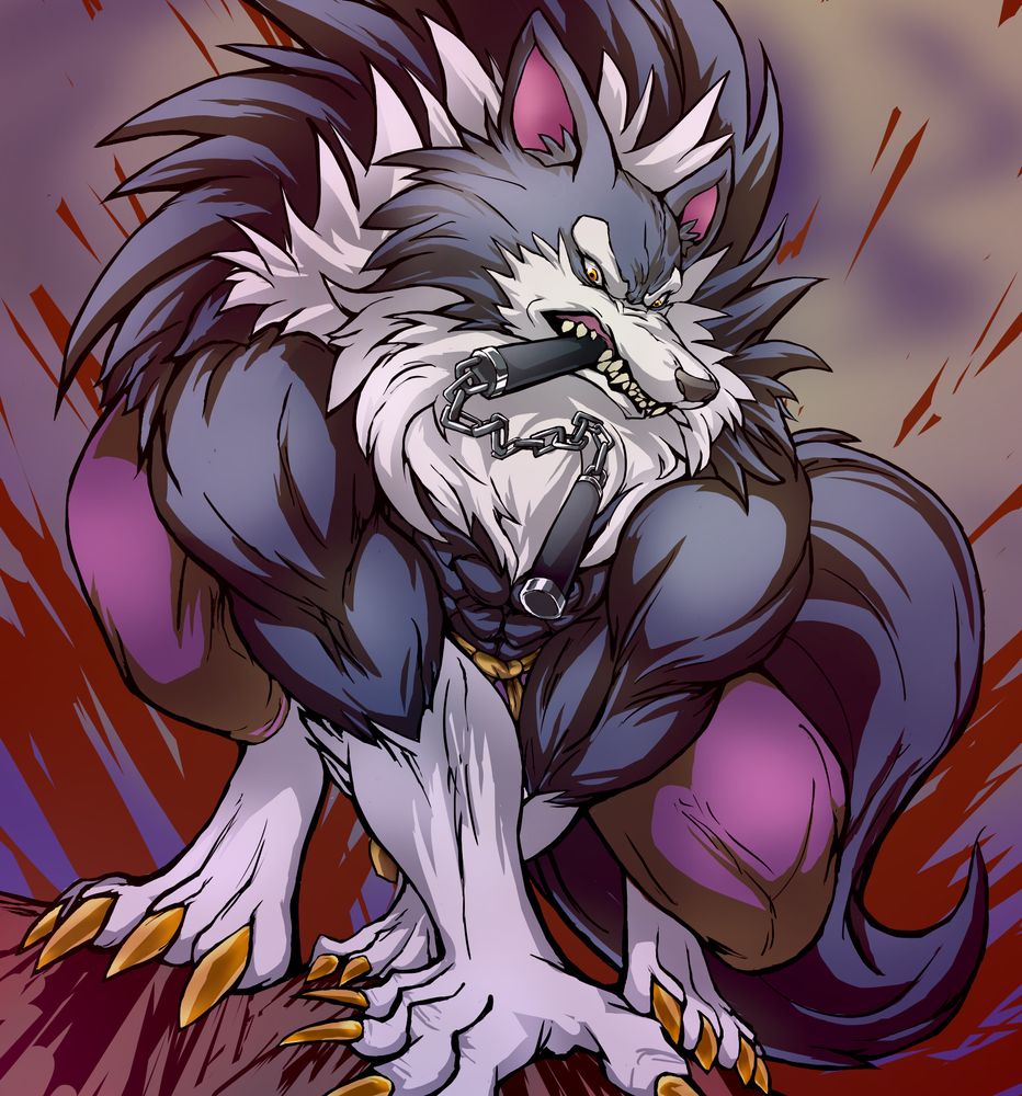 ケモノ・獣人イラスト
ヴァンパイアシリーズのガロン
咥えたヌンチャク振り回す