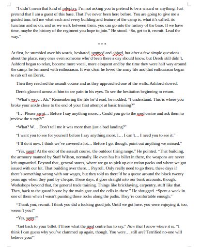 Decided to unearth another stalled WIP this time, Derek, the MCs, won a "new life lottery" with the promise that one of his deepest regrets could be undone. What he didn't know was, the life he'd be taking already had an occupant, and that Derek's currently living his old one. He found himself in an army camp wearing sergeant stripes, being ordered to sort out a troublesome recruit by a major on his arrival.
So far, he's faked it admirably.