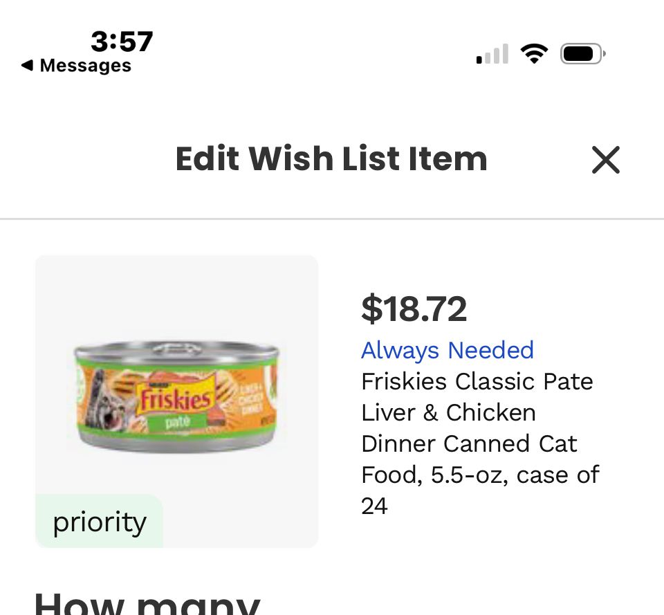 Friskies cat food needed by LC3 