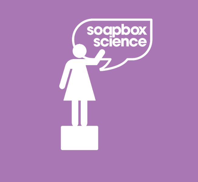 icon of woman on soapbox talking about science