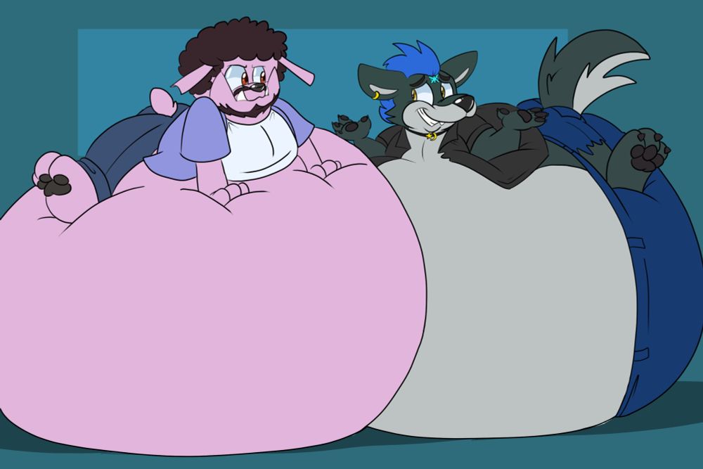 Tyrell (Pokemon) and Ash (Wolf) both inflated