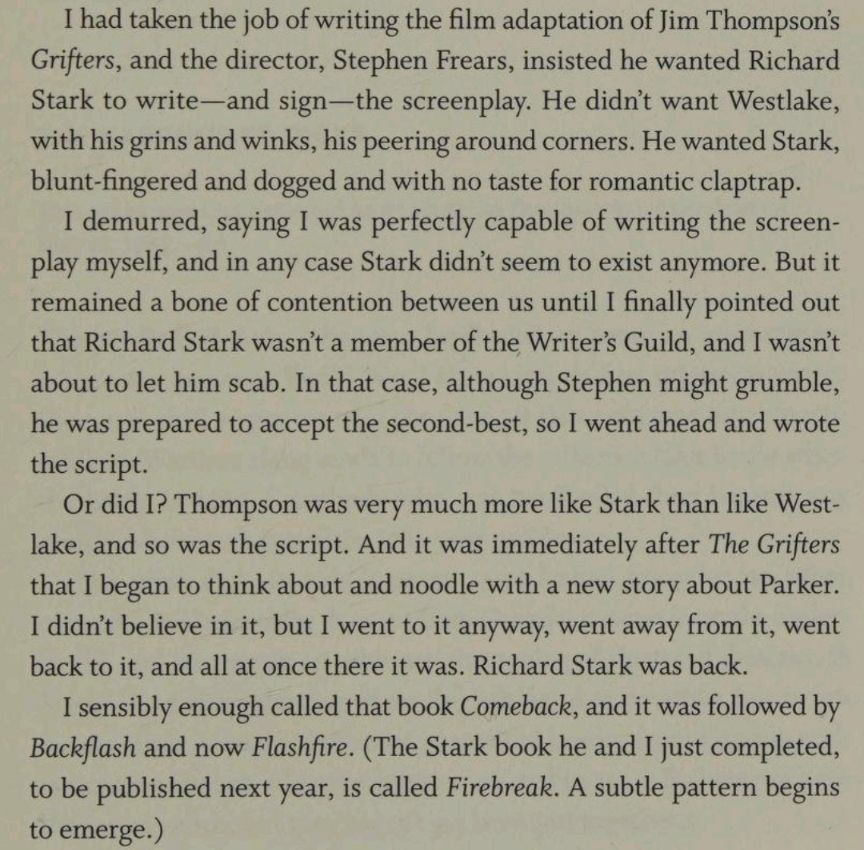 Discussing the Parker hiatus in The Getaway Car nonfiction book