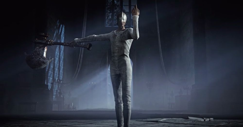 screenshot from duskblood showing a boss with an axe, wearing pajamas