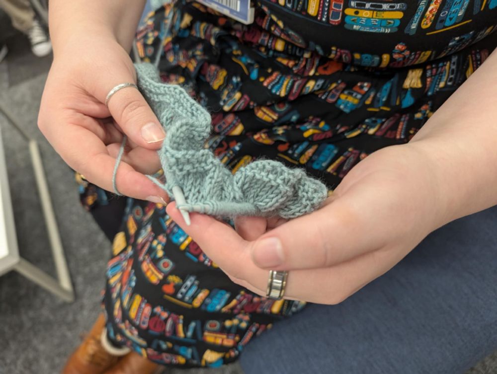 A close up of knitting.