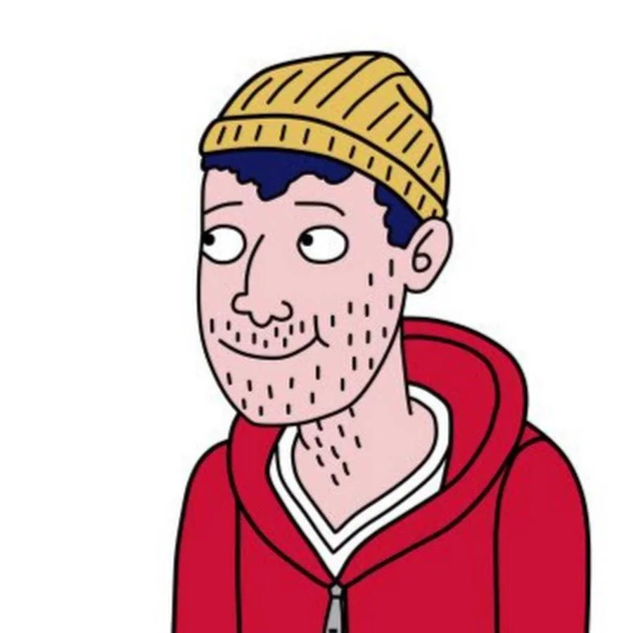 A profile of Todd Chavez from BoJack Horseman, with his yellow beanie and red hoodie.