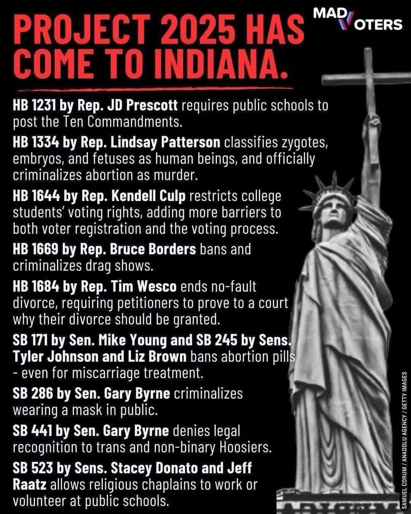 Link: https://iga.in.gov/legislative/2025/bills

Legislative bills in Indiana that attack vulnerable communities, including criminalizing people who wear masks.