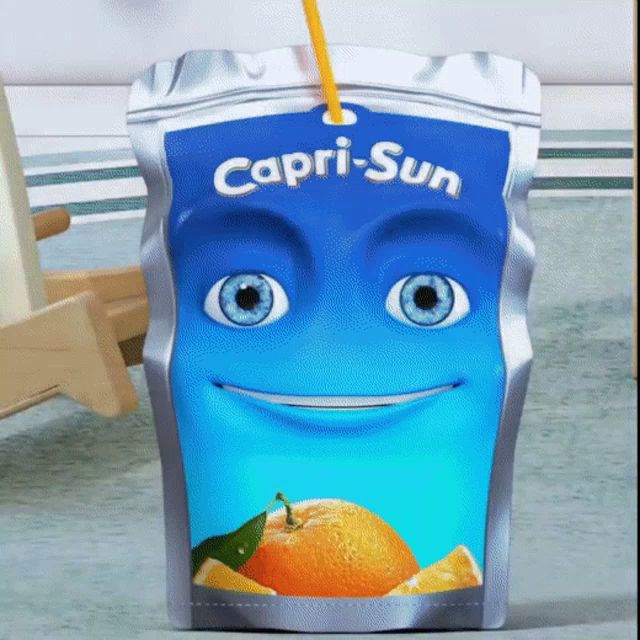 a bag of capri sun juice with a smiling face