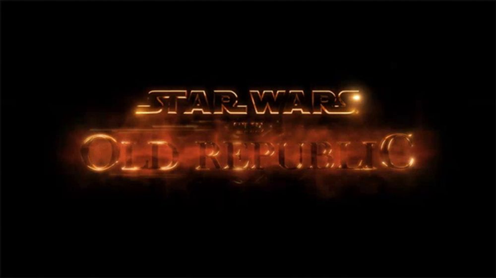 a star wars old republic logo is lit up in gold