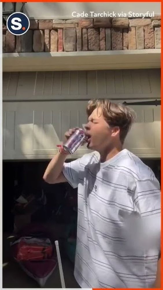 Man Runs Into Garage Door While Attempting Sparkling Water Challenge