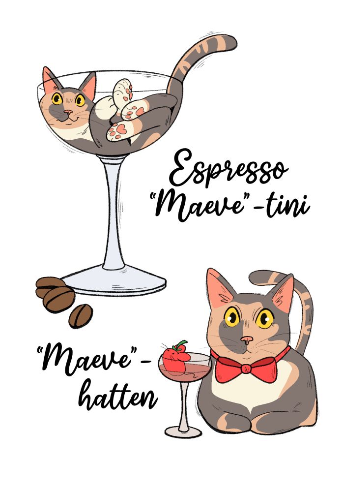 Cocktails based on Maeve the cat that I did 