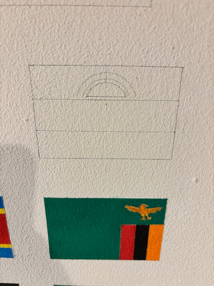 Pencil outline of the flag of Malawi, drawn on a wall