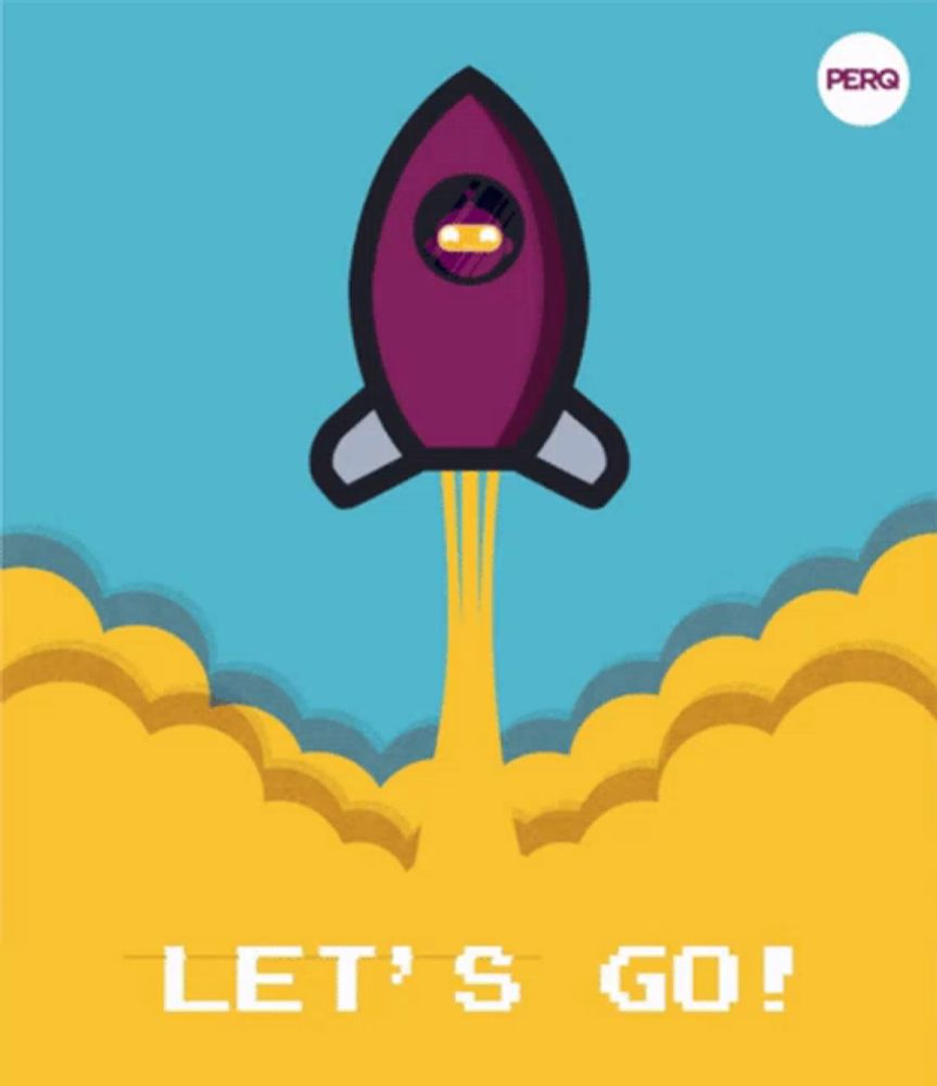 an illustration of a rocket with the words let 's go written below it