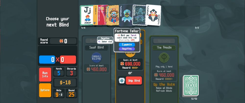 a balatro run at ante 9 with the jokers:
flash card
credit card
vagabond
negative fortune teller
constellation
vamprism