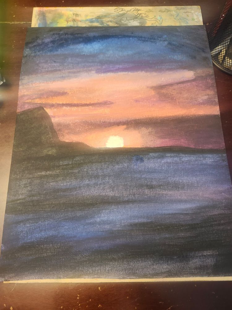 Acrylic painting of a sunset