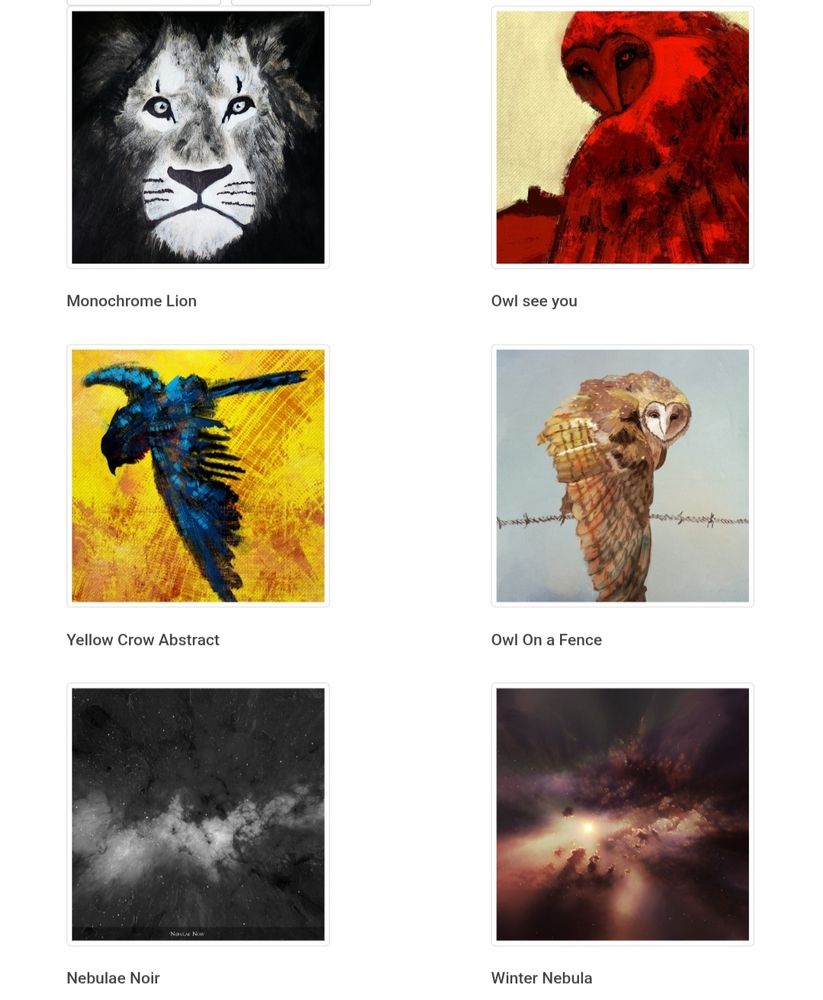 Screenshot of my current INPRNT offerings