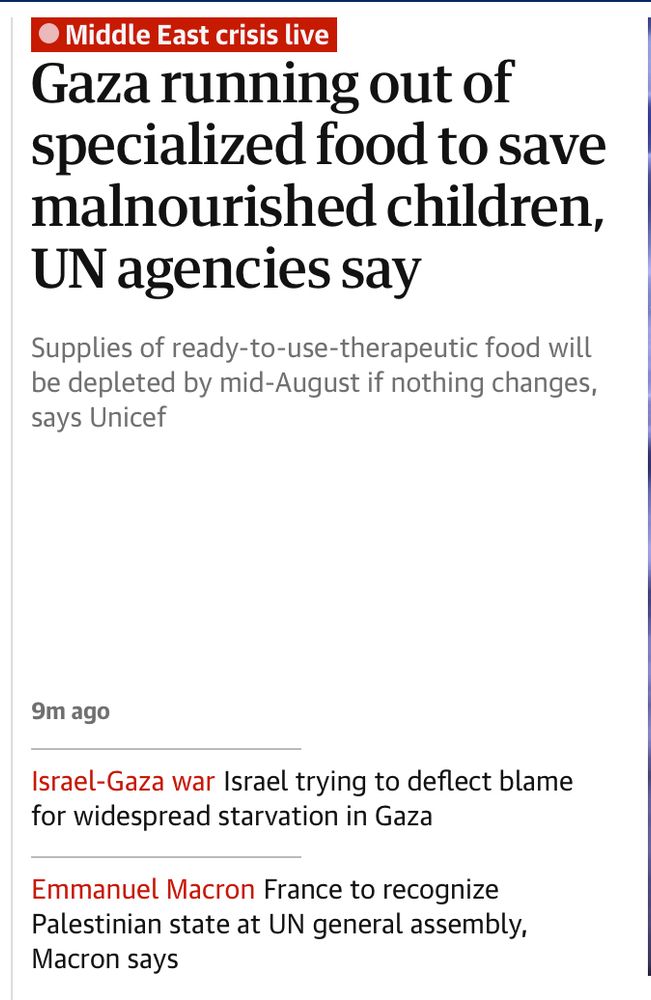 Middle East crisis live: Gaza running out of specialised food to save malnourished children, UN agencies say
Supplies of ready-to-use-therapeutic food will be depleted by mid-August if nothing changes, says Unicef
