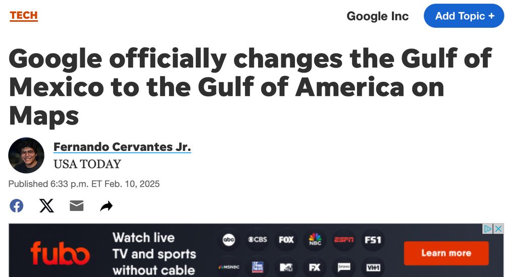Google officially changes the Gulf of Mexico to the Gulf of America on Maps
Portrait of Fernando Cervantes Jr. Fernando Cervantes Jr.
USA TODAY
