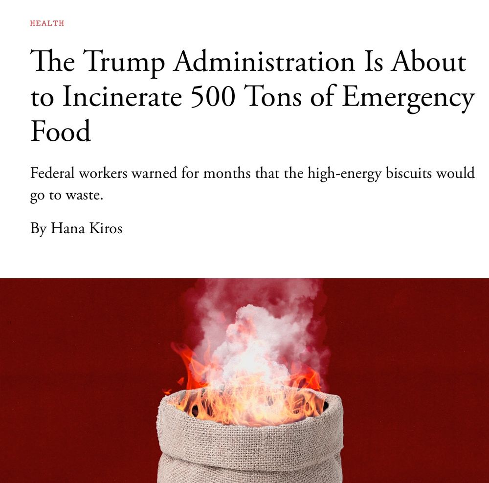 The Trump Administration Is About to Incinerate 500 Tons of Emergency Food
Federal workers warned for months that the high-energy biscuits would go to waste.
By Hana Kiros