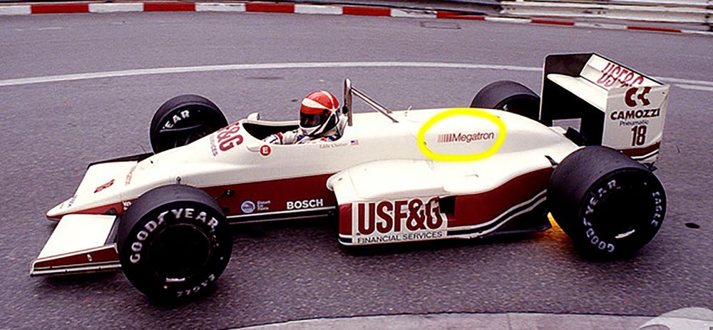 Eddie Cheever drives an Arrows a Moncao, powered by a Megatron engine.