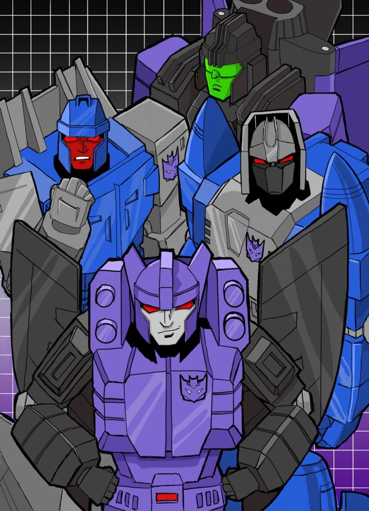 The Decepticon air strike patrol, Whisper, Stormcloud, Nightflight and Tailwind