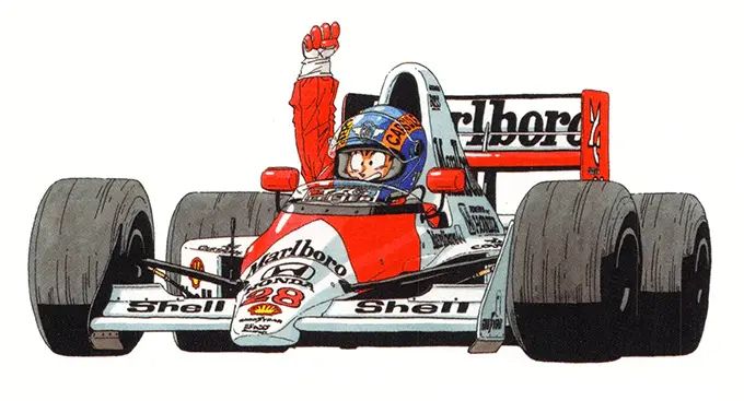 Akira Toriyama draws... someone... driving the number 28 McLarenMP4/5B