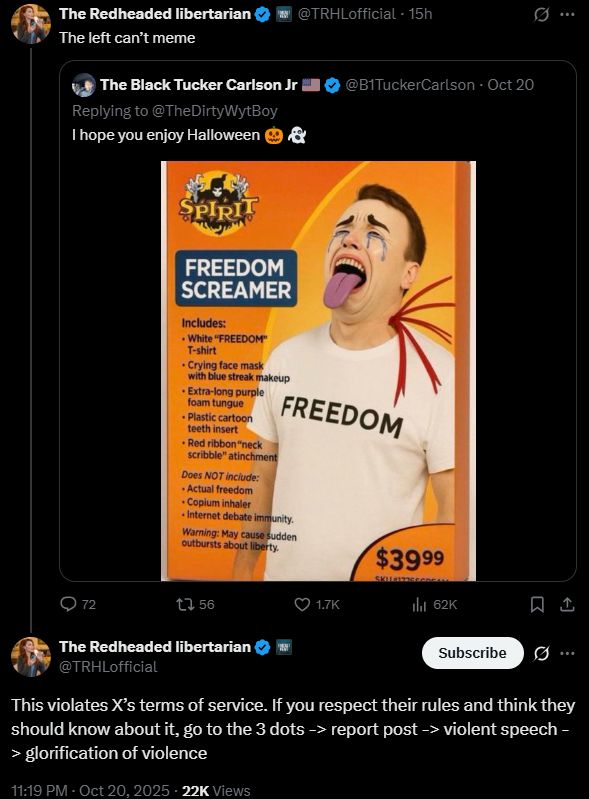 a libertarian crying about jokes on the internet