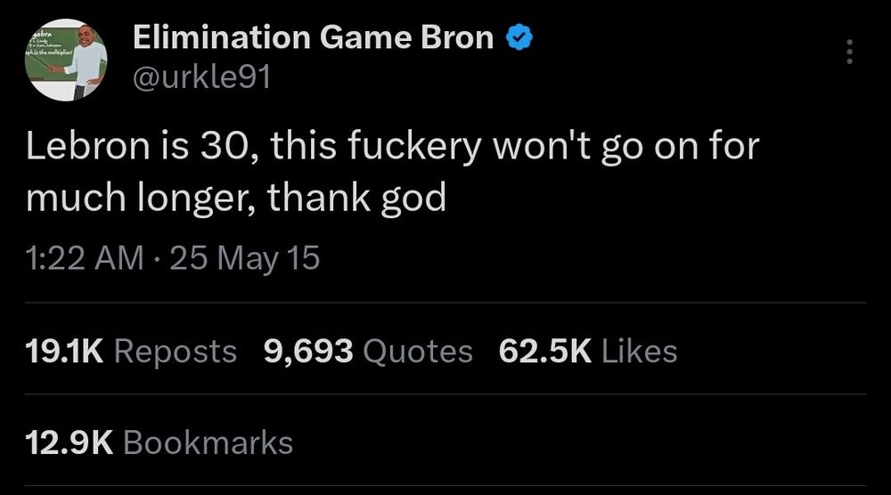 Lebron is 30, this fuckery won't go on for much longer, thank god