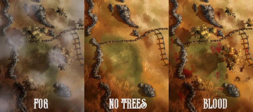 Autumn Pasture Battle Map and its variations by Domille's Wondrous Works. It features a golden-hued pasture.
