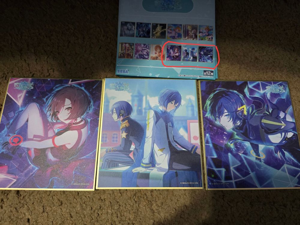Project sekai 3rd Anni virtual singer shikishi board blind box pulls:
Meiko trained
Kaito untrained
Kaito trained