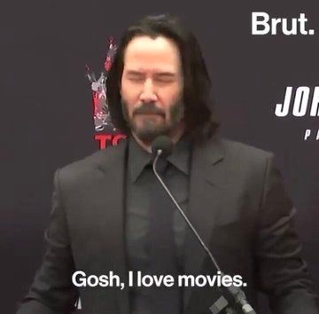 Keanu Reeves saying "gosh, I love movies"