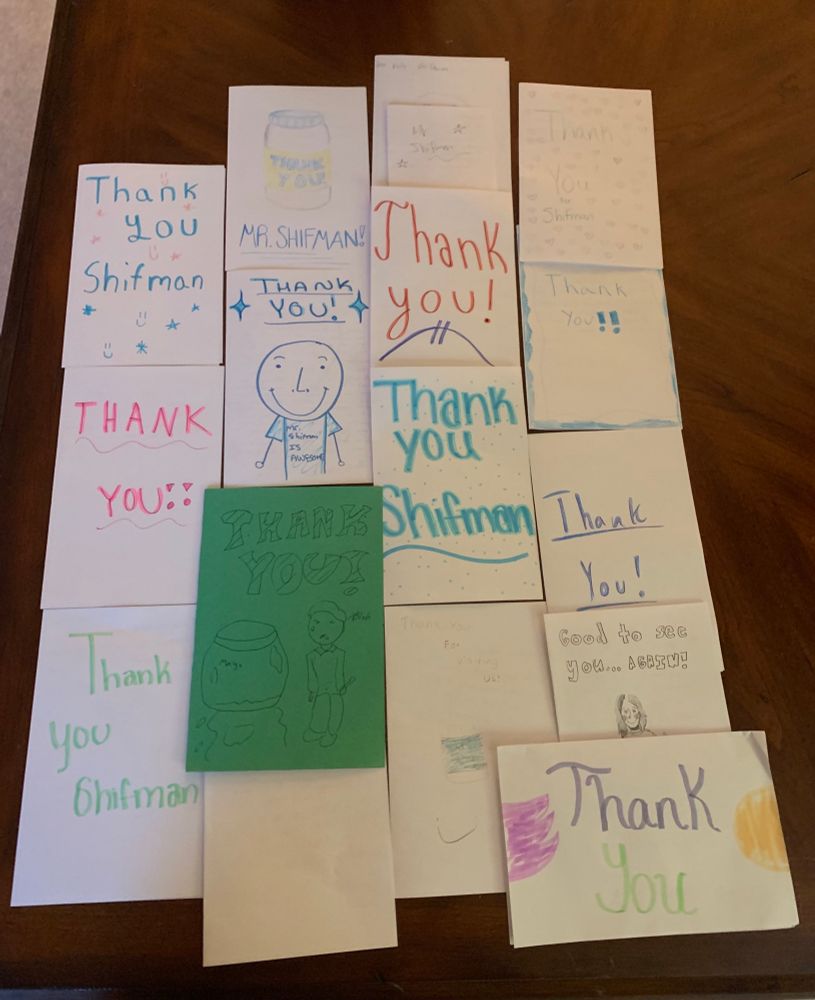 Personal, hand-written and hand-drawn thank you notes from the students