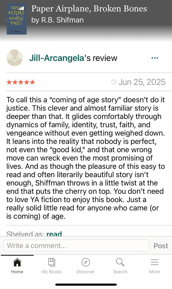 A glowing review of my novel by a Barnes & Noble staff member in my hometown