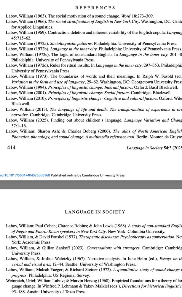 A references section with nothing but works by Labov. 