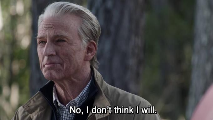 Old Captain America, saying, "No, I don't think I will."