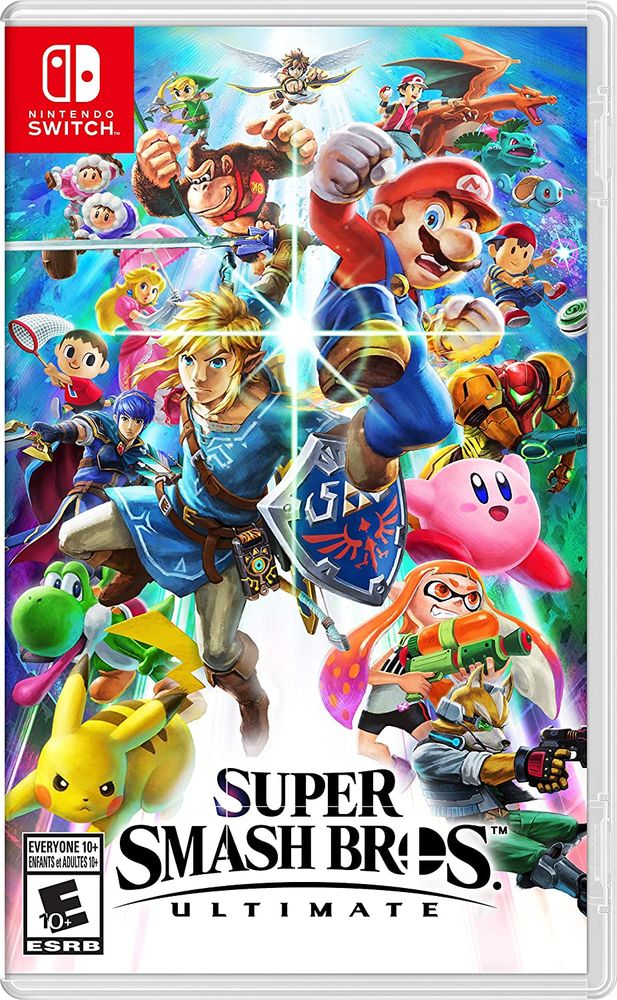 the bnox art for Super Smash Bros. Ultimate showing everyone here for this fight, from Mario to Splat Tim.