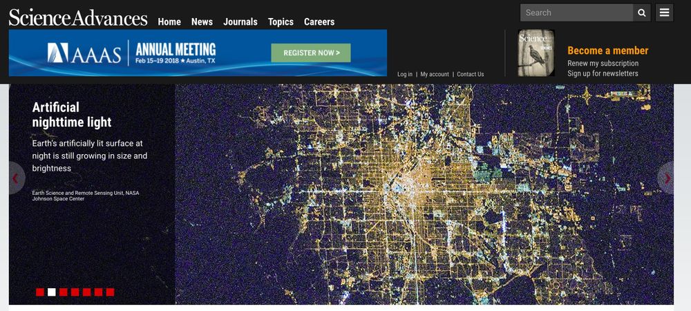 Image from the journal Science Advances when the paper was published. The background image is a picture of a city from space.