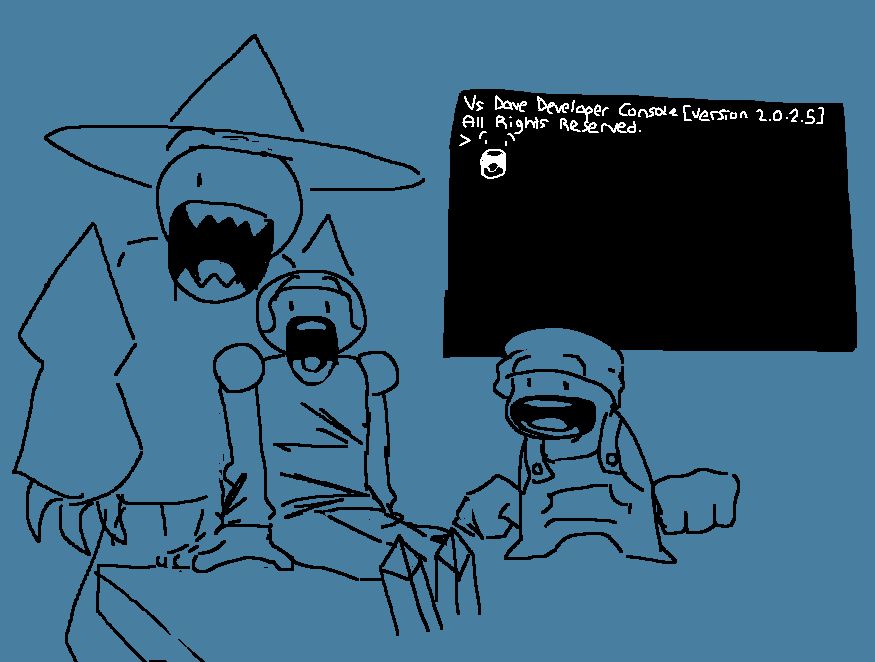 Dave, Bambi, Expunged, and the Terminal from Vs. Dave and Bambi drawn with the yelling BFDI face.