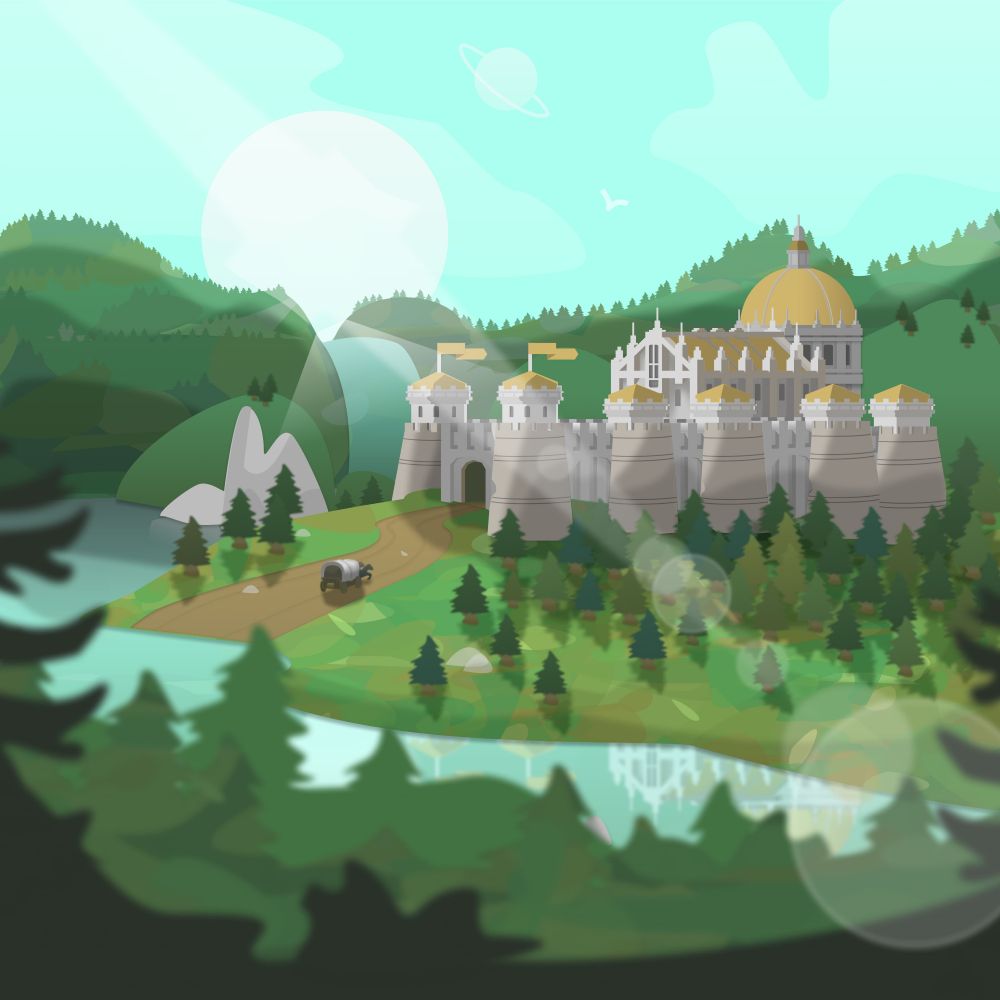 Castelo com o sol iluminando