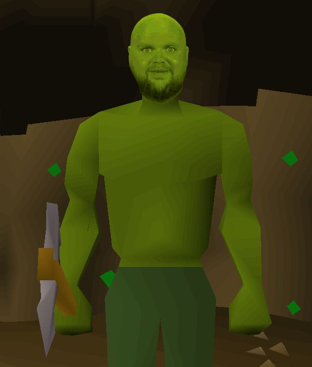 osrs meme, a jogre has been edited to have a bald JD vance face
