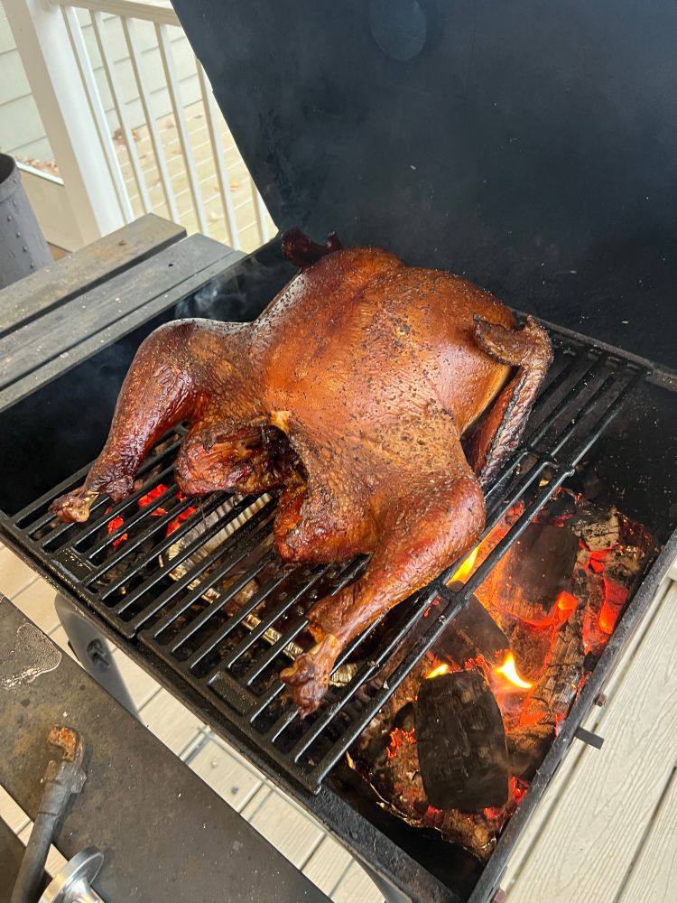 18 lb turkey over a wood fire. 