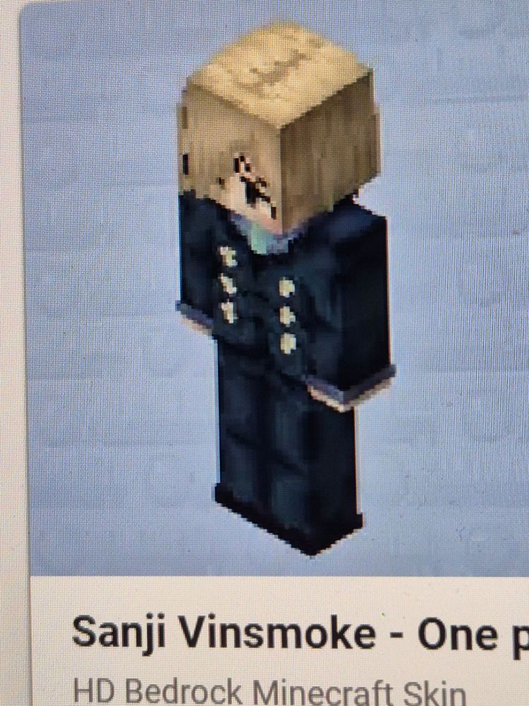 Sanji Minecraft skin with a lot of details and in cold colors. He looks super sad and pathetic 