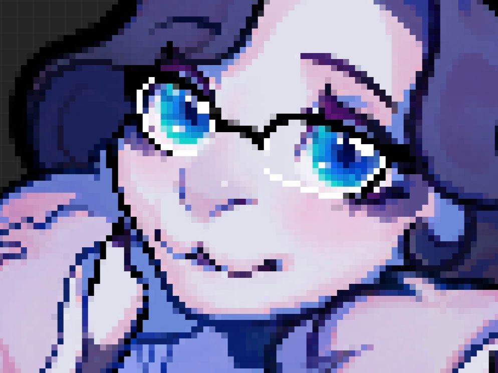 pixalated drawing of lavender anthro bunny 