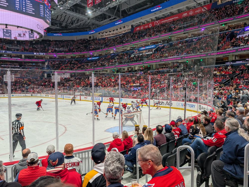 My view of a faceoff in the offensive zone at COA