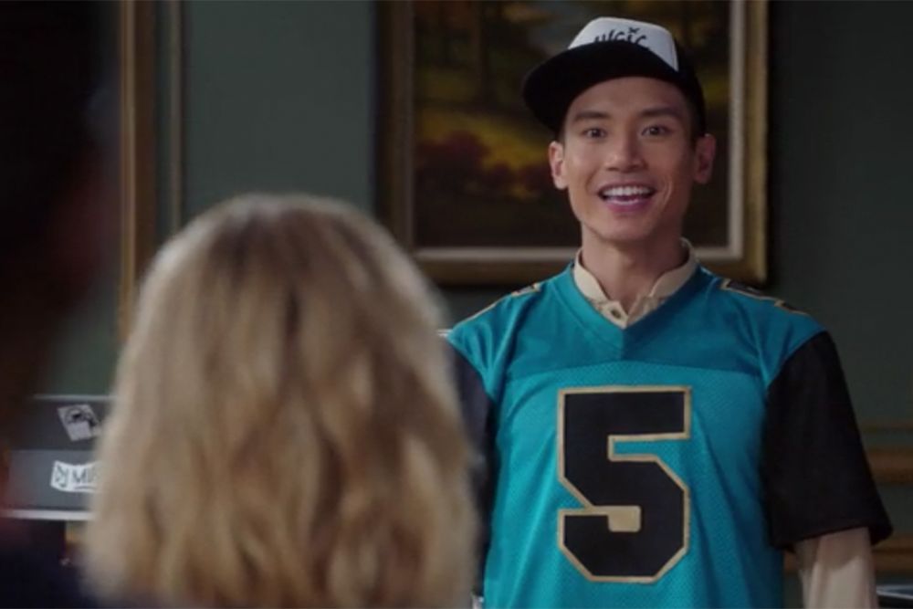 Jason from “the good place” decked out in his Blake Bortles attire