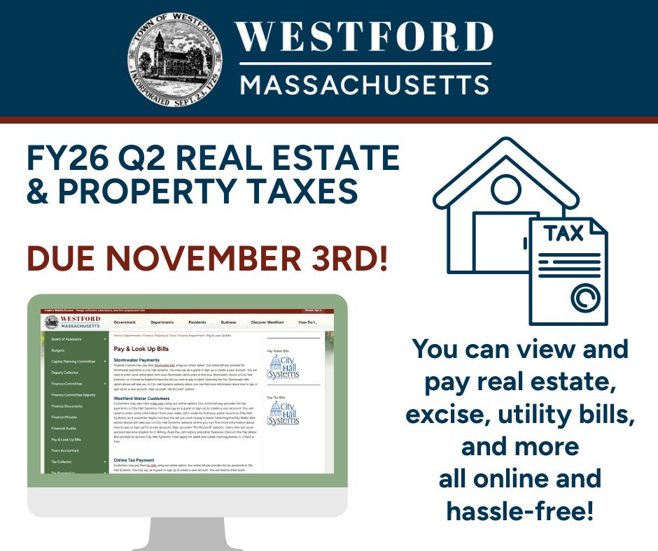 fy26 q2 real estate and property taxes due November 3