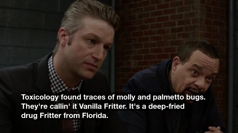 Toxicology found traces of molly and palmetto bugs. They're callin' it Vanilla Fritter. It's a deep-fried drug Fritter from Florida.