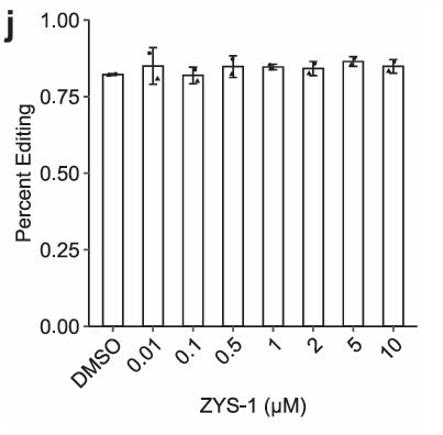 Analysis of A-to-I editing in an in vitro editing assay treated with ZYS-1 or untreated.