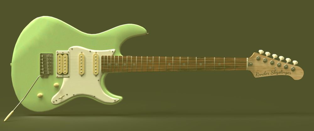 Lysegrønn elgitar.