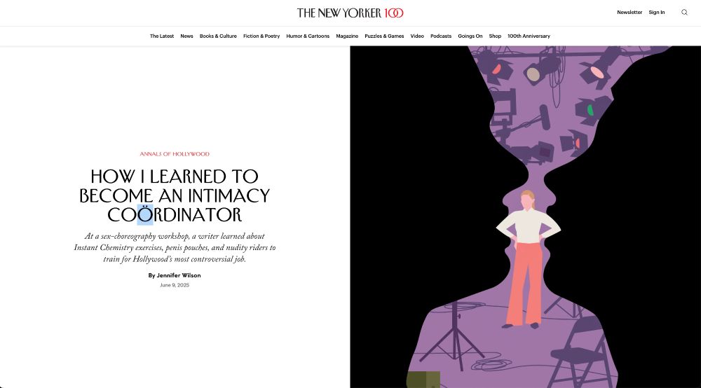 How I Learned to Become an Intimacy Coördinator

At a sex-choreography workshop, a writer learned about Instant Chemistry exercises, penis pouches, and nudity riders to train for Hollywood’s most controversial job.

By Jennifer Wilson
June 9, 2025