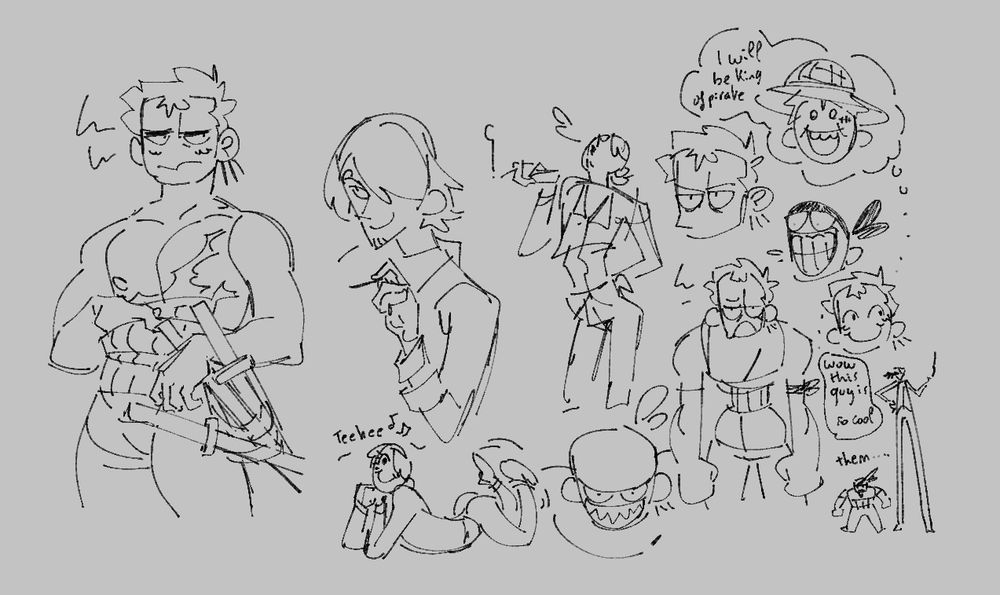 sketches of zoro and sanji from one piece